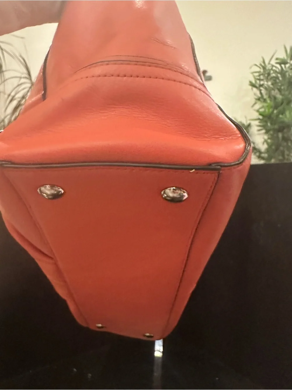 Coach #267 Taylor Alexis Coral-Orange Leather Tote Carryall